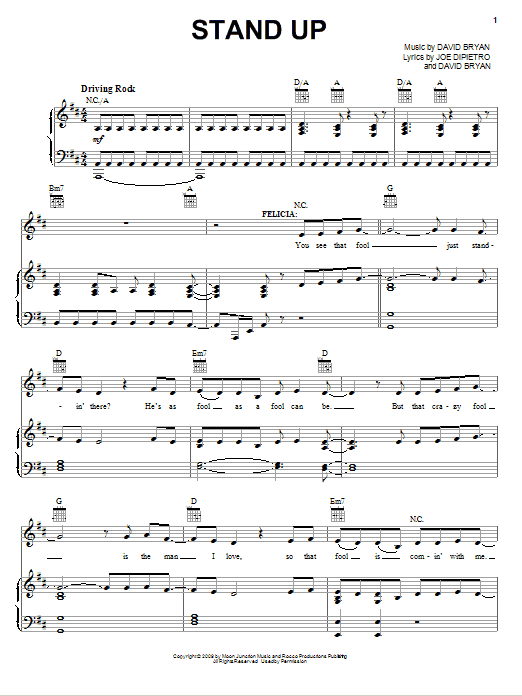 Joe DiPietro Stand Up sheet music notes and chords arranged for Piano, Vocal & Guitar Chords (Right-Hand Melody)