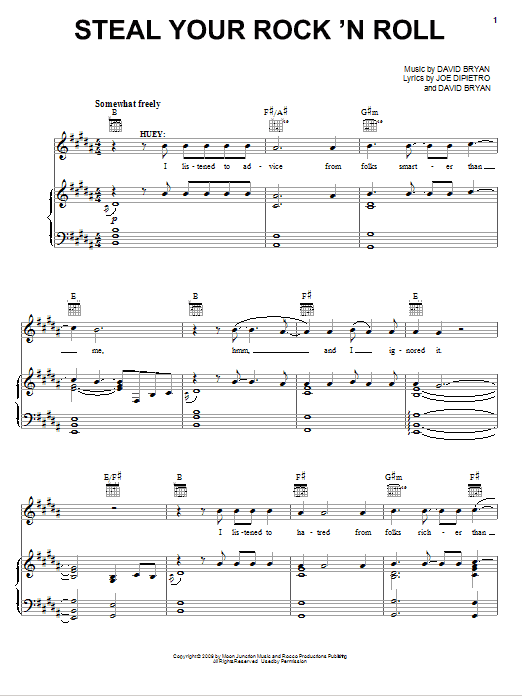 Learn to play Joe DiPietro Steal Your Rock 'N Roll sheet music for Piano, Vocal & Guitar Chords (Right-Hand Melody) in minutes. Price: 7.8900$ Joe DiPietro Steal Your Rock 'N Roll sheet music notes and chords arranged for Piano, Vocal & Guitar Chords (Right-Hand Melody)