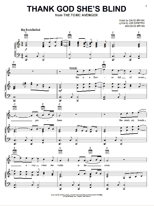 Joe DiPietro Thank God She's Blind sheet music notes and chords arranged for Piano, Vocal & Guitar Chords (Right-Hand Melody)