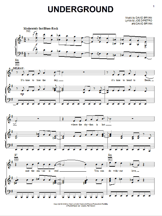 Joe DiPietro Underground sheet music notes and chords. Download Printable PDF.