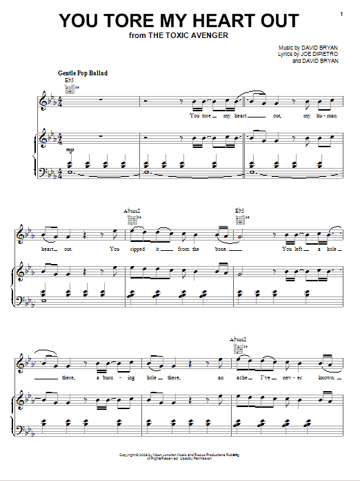 Joe DiPietro You Tore My Heart Out sheet music notes and chords. Download Printable PDF.