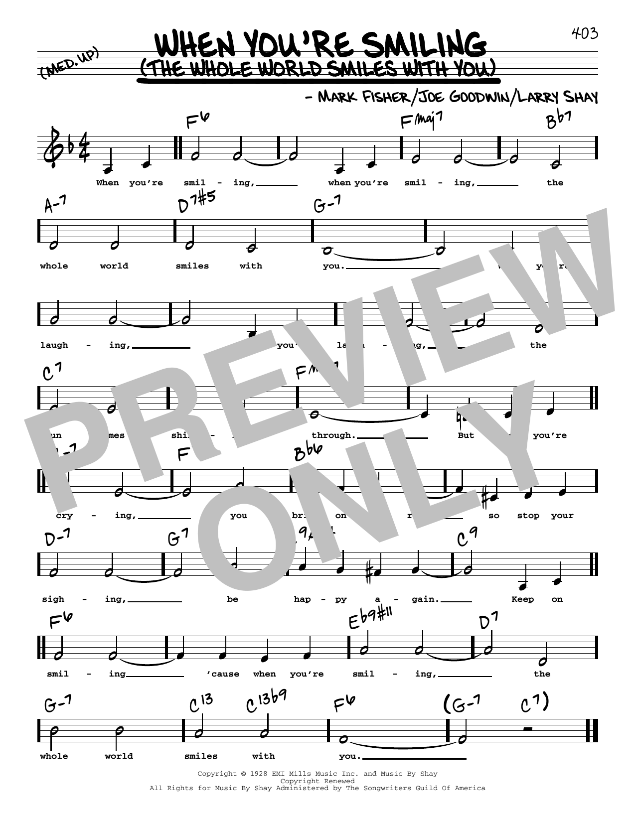 Joe Goodwin When You're Smiling (The Whole World Smiles With You) (Low Voice) sheet music notes and chords. Download Printable PDF.