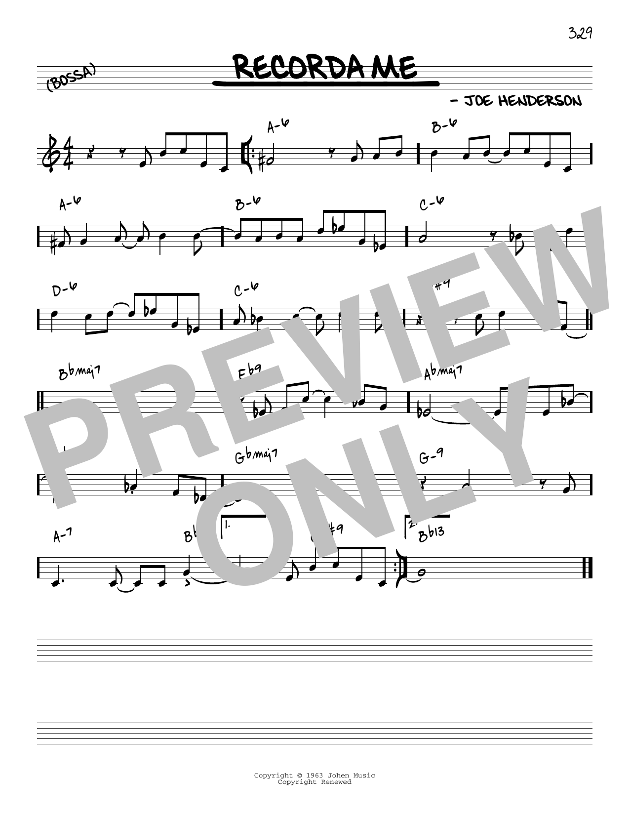 Joe Henderson Recorda Me [Reharmonized version] (arr. Jack Grassel) sheet music notes and chords arranged for Real Book – Melody & Chords