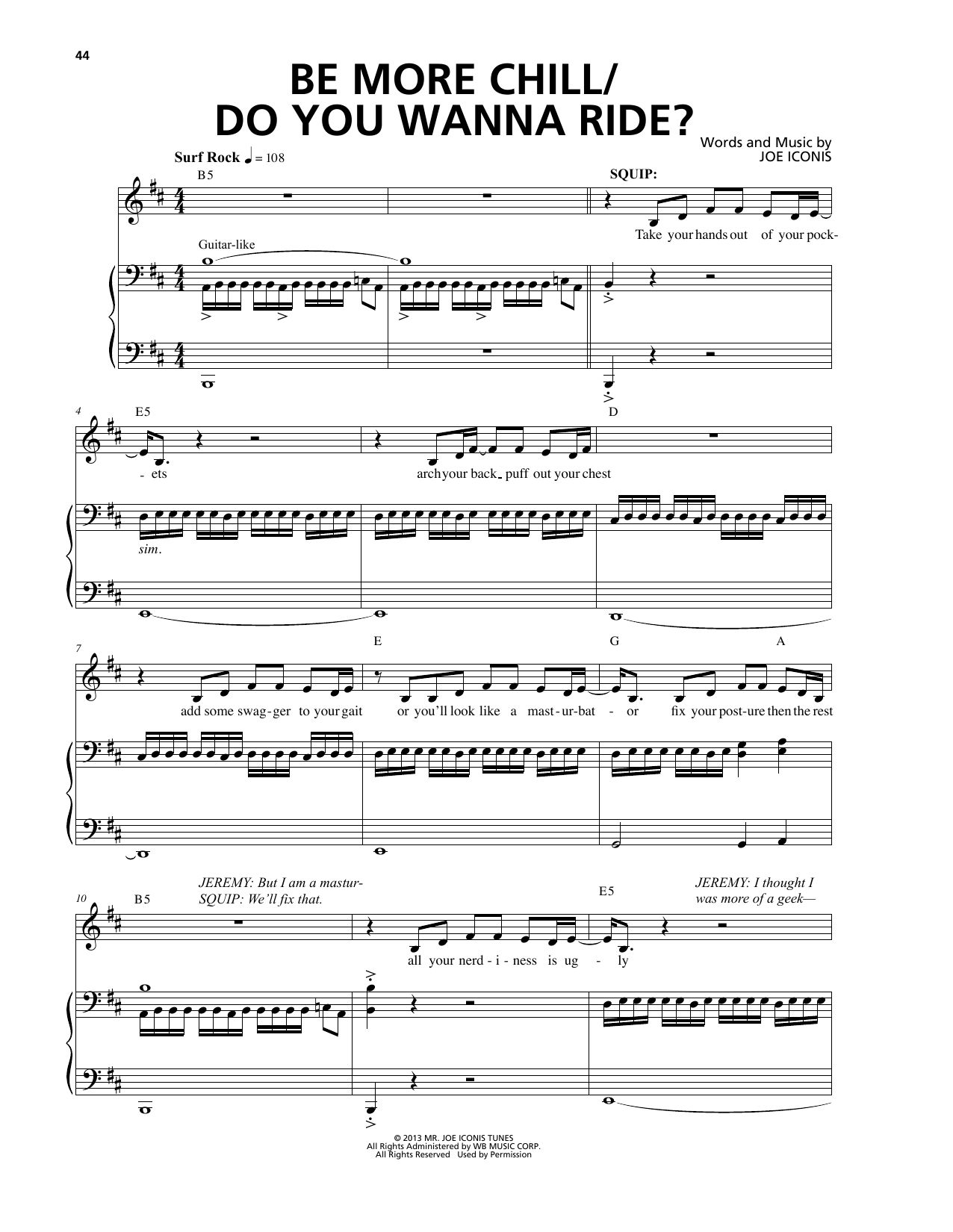 Joe Iconis Be More Chill / Do You Wanna Ride? (from Be More Chill) sheet music notes and chords. Download Printable PDF.