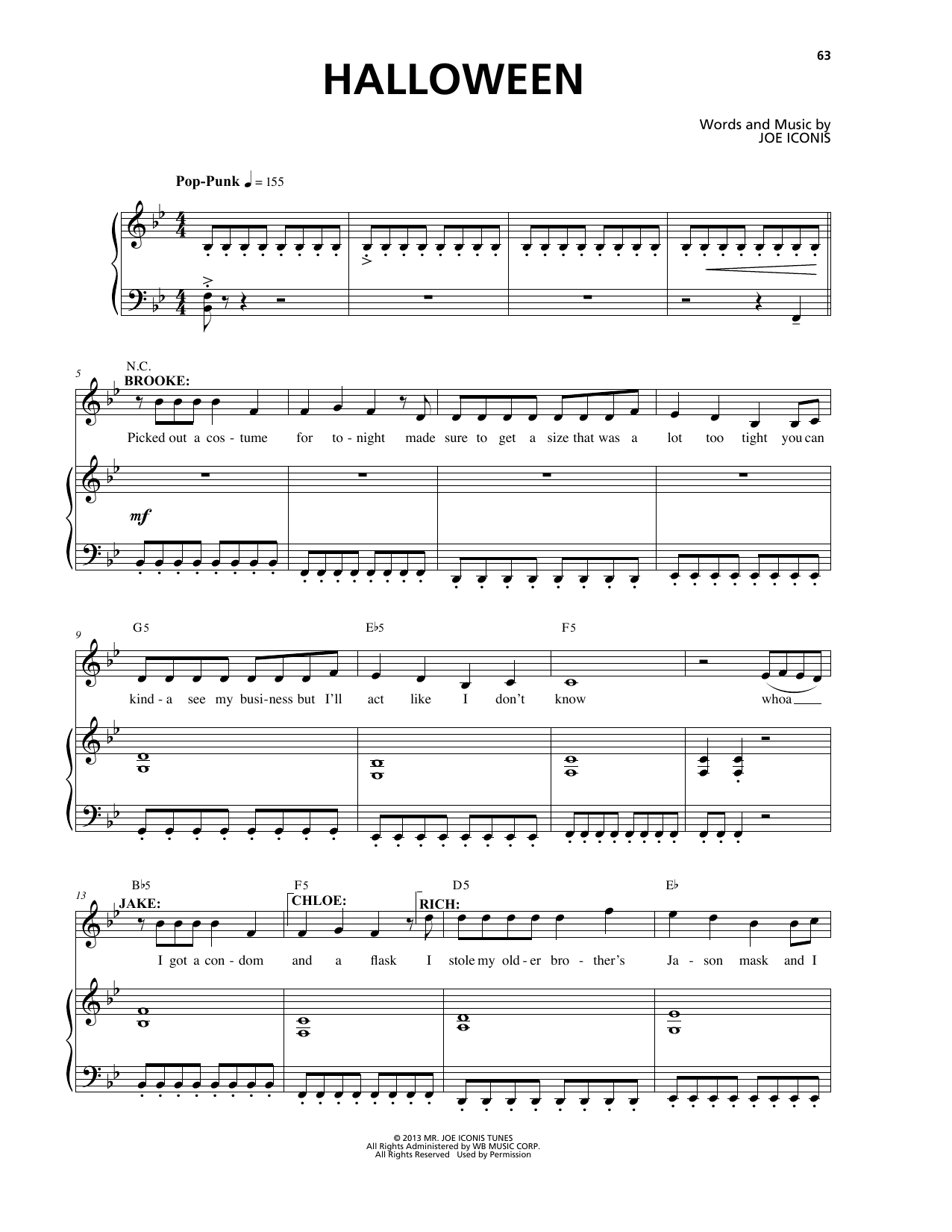 Learn to play Joe Iconis Halloween (from Be More Chill) sheet music for Piano & Vocal in minutes. Price: 7.8900$ Joe Iconis Halloween (from Be More Chill) sheet music notes and chords arranged for Piano & Vocal