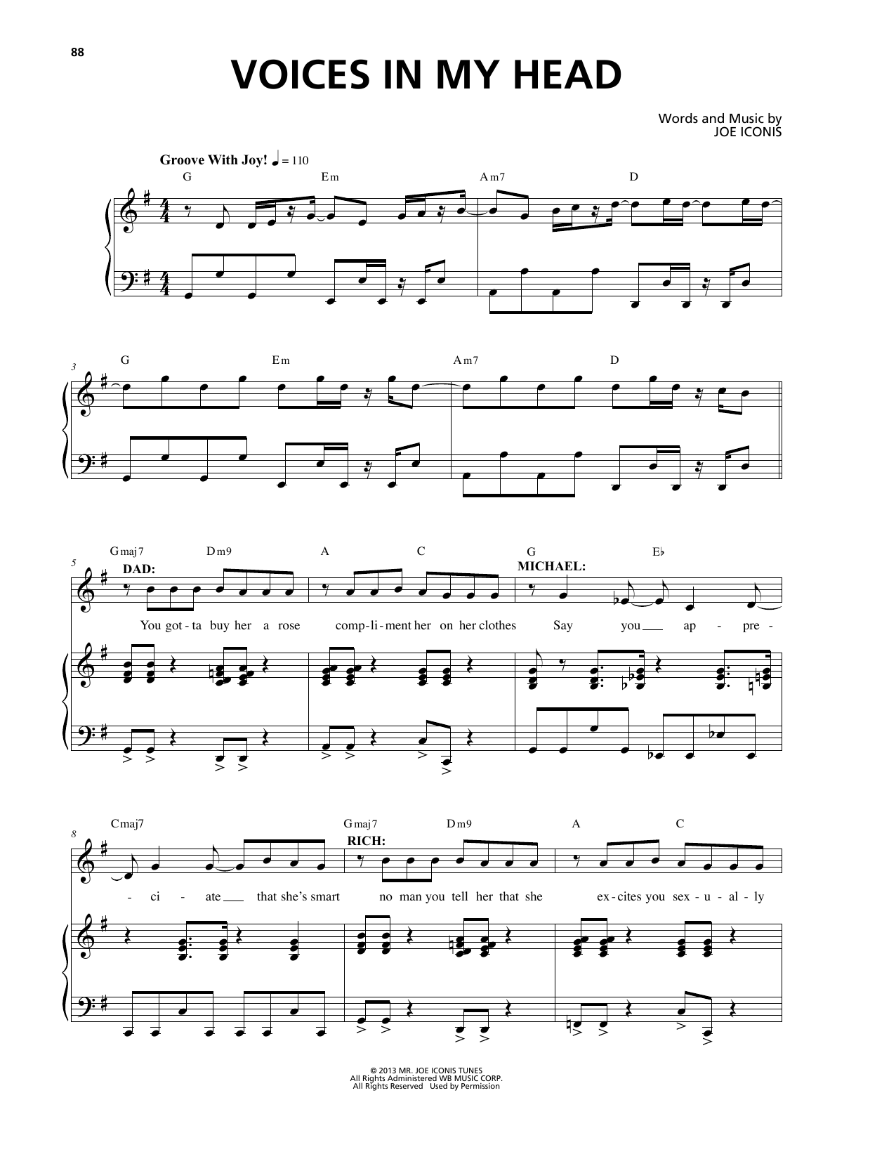 Learn to play Joe Iconis Voices In My Head (from Be More Chill) sheet music for Piano & Vocal in minutes. Price: 7.8900$ Joe Iconis Voices In My Head (from Be More Chill) sheet music notes and chords arranged for Piano & Vocal