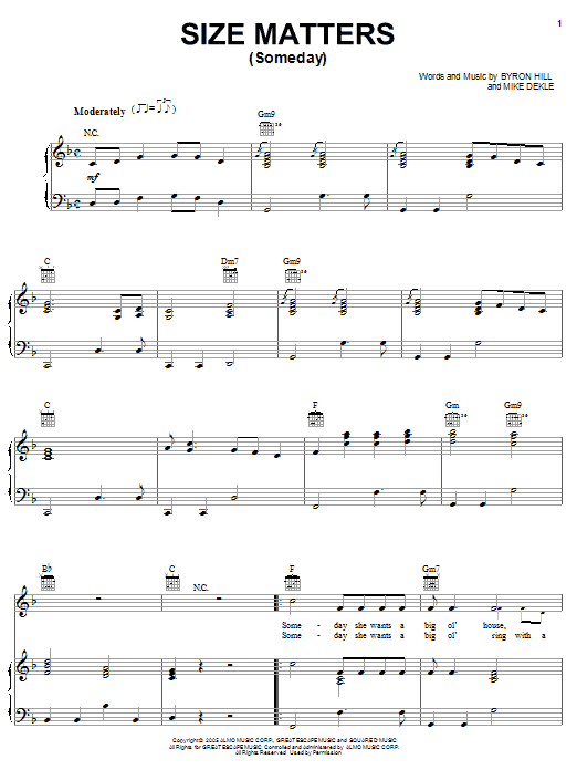 Learn to play Joe Nichols Size Matters (Someday) sheet music for Piano, Vocal & Guitar Chords (Right-Hand Melody) in minutes. Price: 7.8900$ Joe Nichols Size Matters (Someday) sheet music notes and chords arranged for Piano, Vocal & Guitar Chords (Right-Hand Melody)