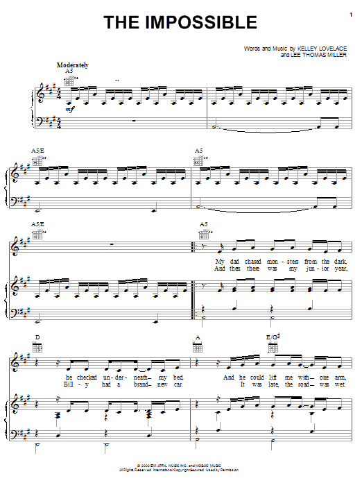 Learn to play Joe Nichols The Impossible sheet music for Piano, Vocal & Guitar Chords (Right-Hand Melody) in minutes. Price: 7.8900$ Joe Nichols The Impossible sheet music notes and chords arranged for Piano, Vocal & Guitar Chords (Right-Hand Melody)