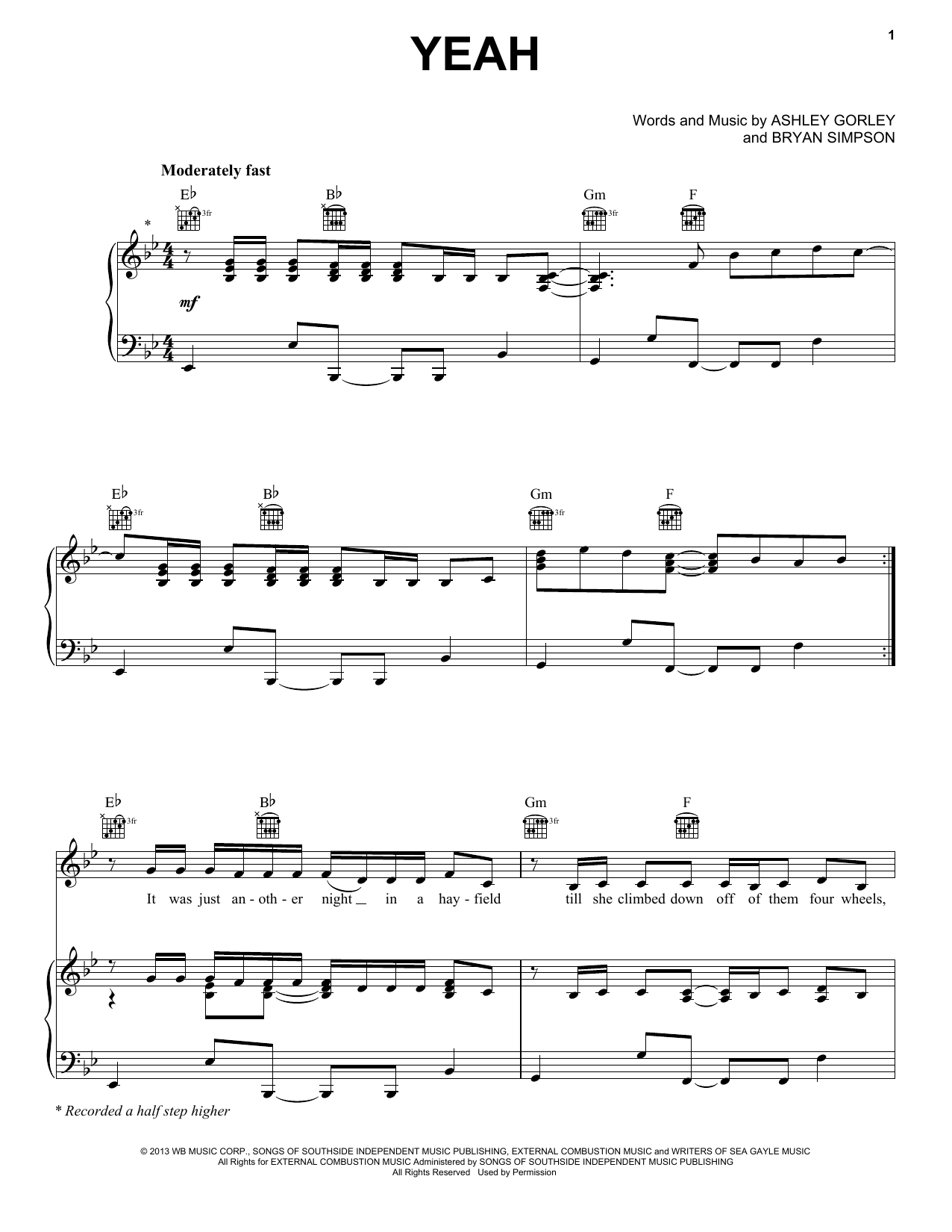 Learn to play Joe Nichols Yeah sheet music for Piano, Vocal & Guitar Chords (Right-Hand Melody) in minutes. Price: 7.8900$ Joe Nichols Yeah sheet music notes and chords arranged for Piano, Vocal & Guitar Chords (Right-Hand Melody)