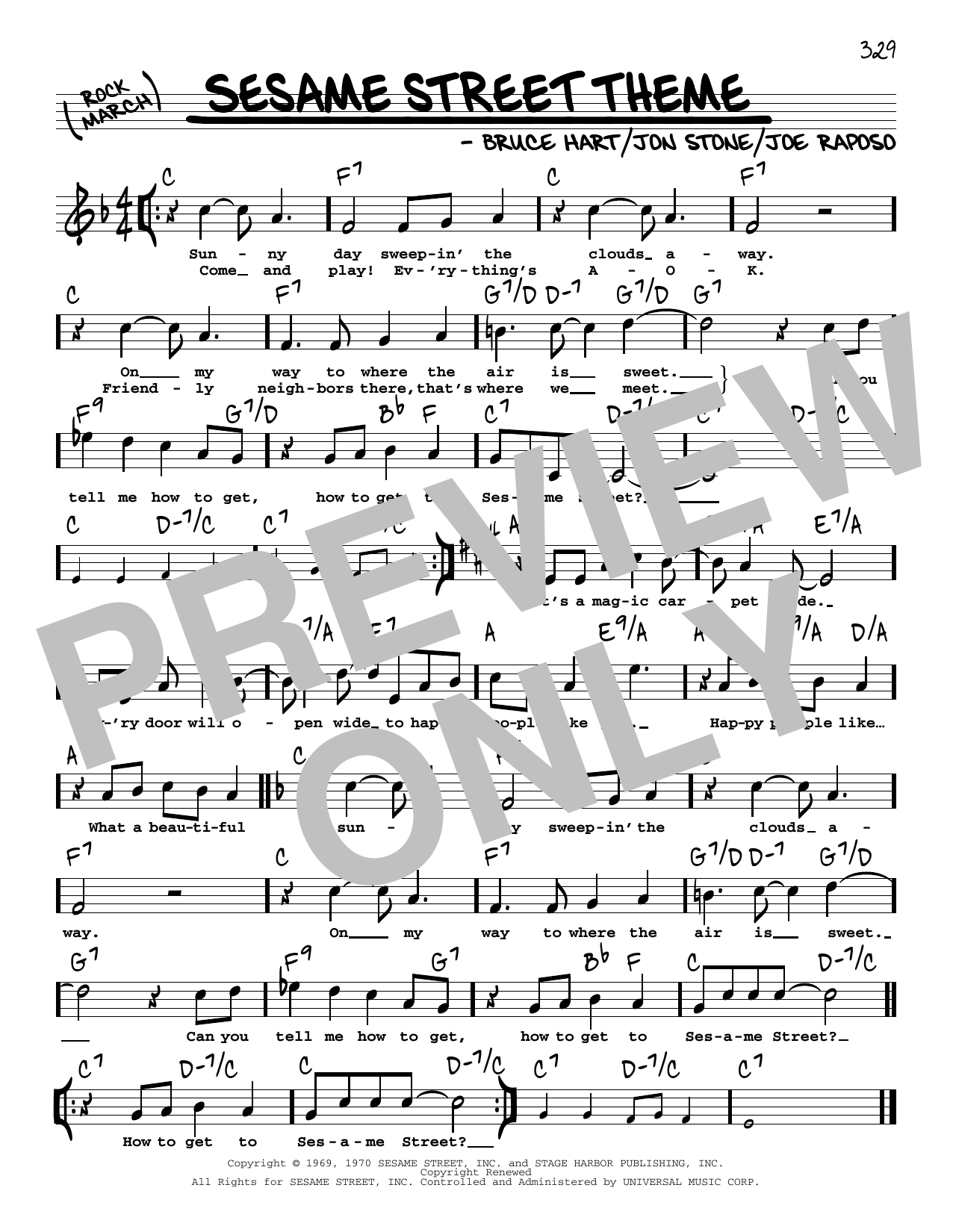 Joe Raposo Sesame Street Theme (High Voice) sheet music notes and chords. Download Printable PDF.