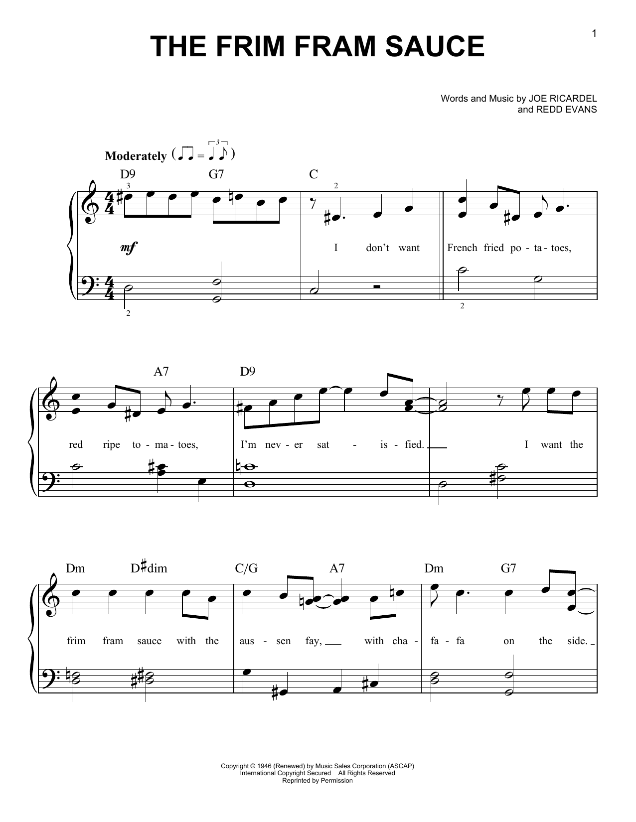 Joe Ricardel The Frim Fram Sauce sheet music notes and chords. Download Printable PDF.