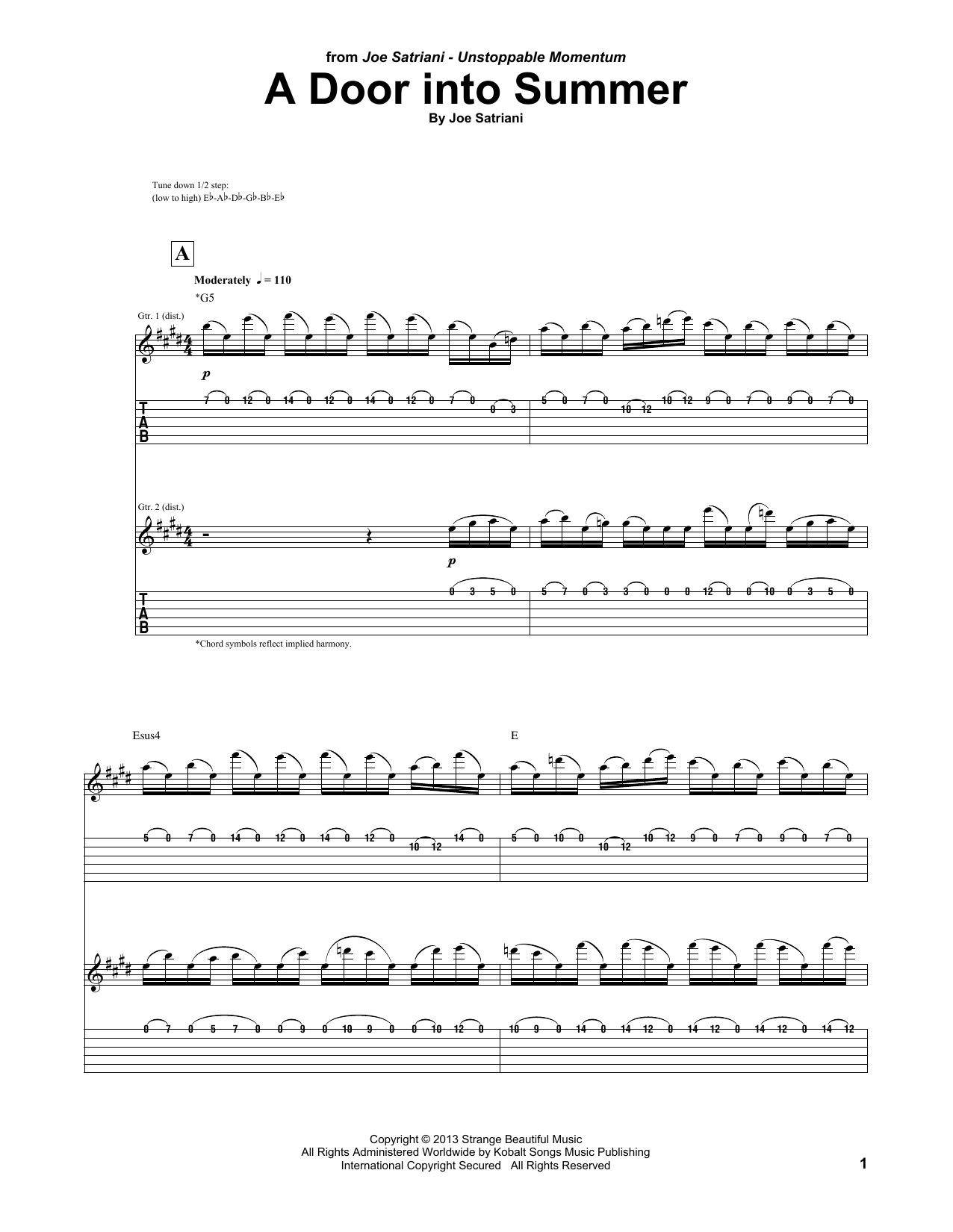 Learn to play Joe Satriani A Door Into Summer sheet music for Guitar Tab in minutes. Price: 7.8900$ Joe Satriani A Door Into Summer sheet music notes and chords arranged for Guitar Tab