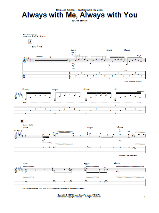 Joe Satriani Always With Me, Always With You sheet music notes and chords. Download Printable PDF.