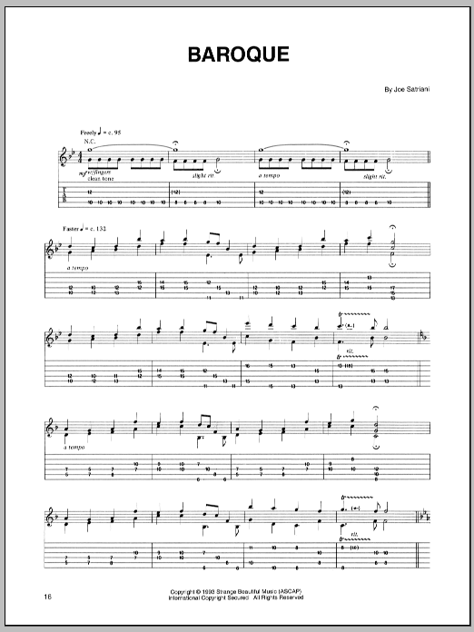 Joe Satriani Baroque sheet music notes and chords. Download Printable PDF.