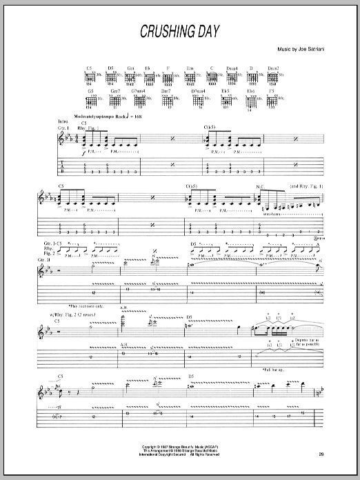 Joe Satriani Crushing Day sheet music notes and chords. Download Printable PDF.