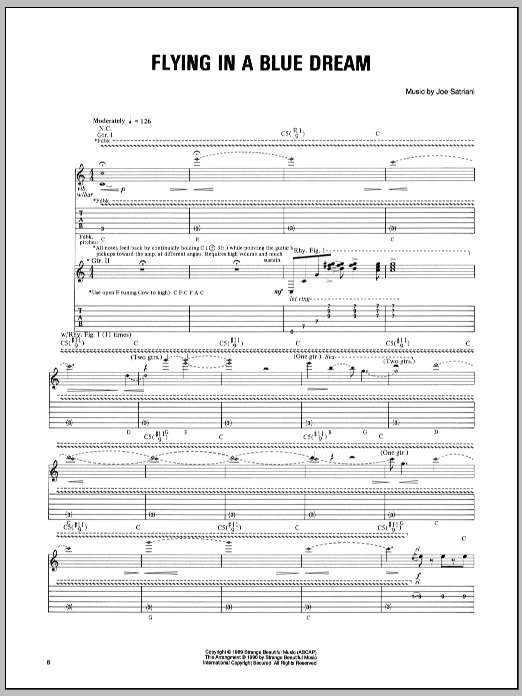 Joe Satriani Flying In A Blue Dream sheet music notes and chords. Download Printable PDF.