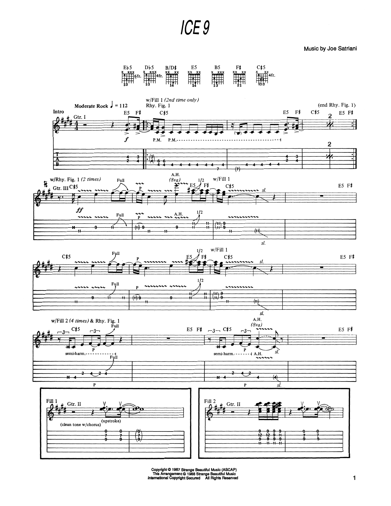 Joe Satriani Ice 9 sheet music notes and chords. Download Printable PDF.