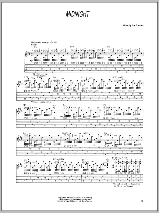 Joe Satriani Midnight sheet music notes and chords. Download Printable PDF.