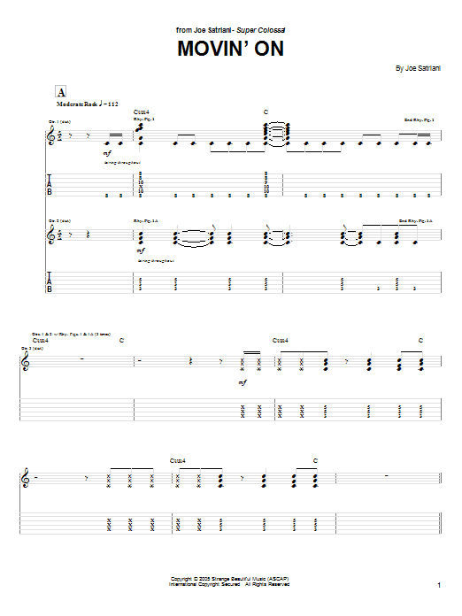 Learn to play Joe Satriani Movin' On sheet music for Guitar Tab in minutes. Price: 7.8900$ Joe Satriani Movin' On sheet music notes and chords arranged for Guitar Tab