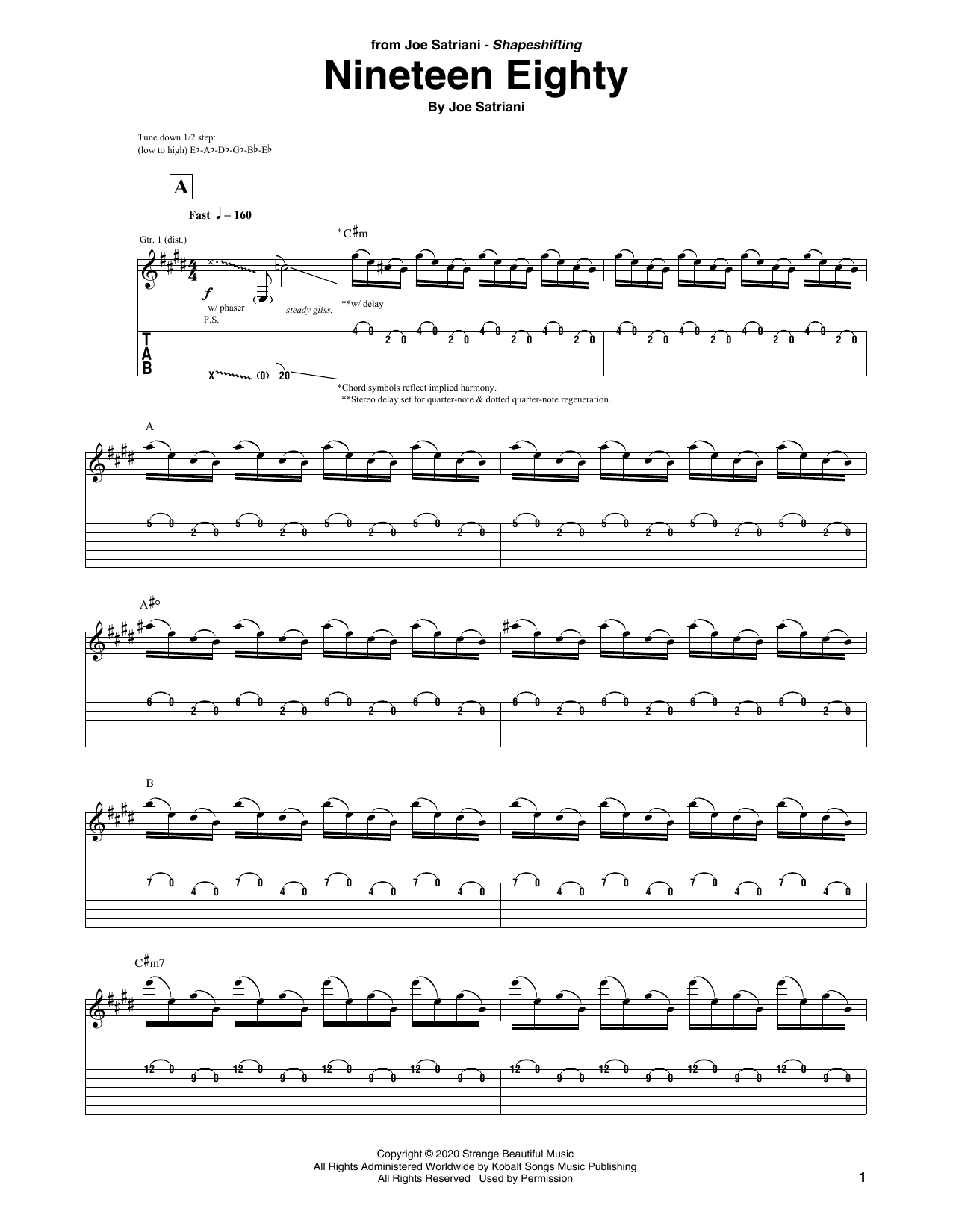 Learn to play Joe Satriani Nineteen Eighty sheet music for Guitar Tab in minutes. Price: 7.8900$ Joe Satriani Nineteen Eighty sheet music notes and chords arranged for Guitar Tab