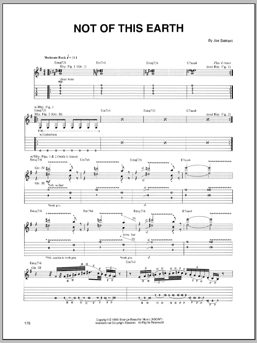 Joe Satriani Not Of This Earth sheet music notes and chords. Download Printable PDF.