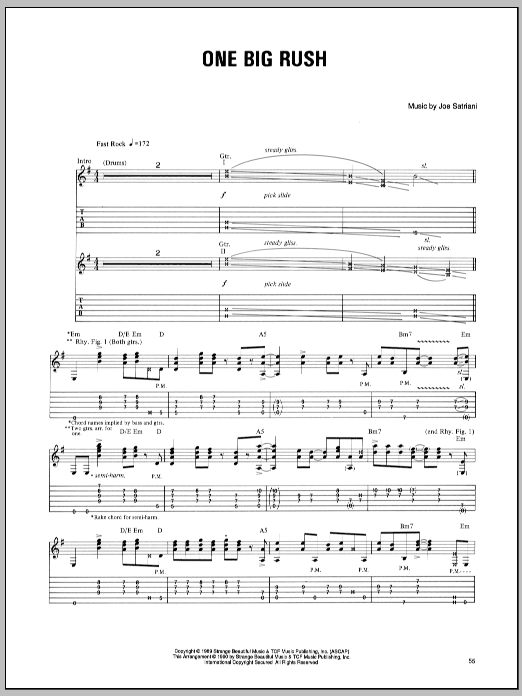 Joe Satriani One Big Rush sheet music notes and chords. Download Printable PDF.