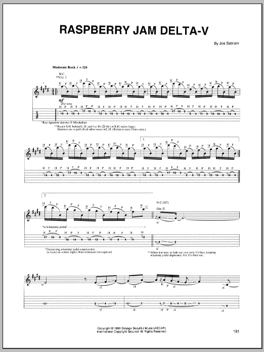 Joe Satriani Raspberry Jam Delta-V sheet music notes and chords. Download Printable PDF.