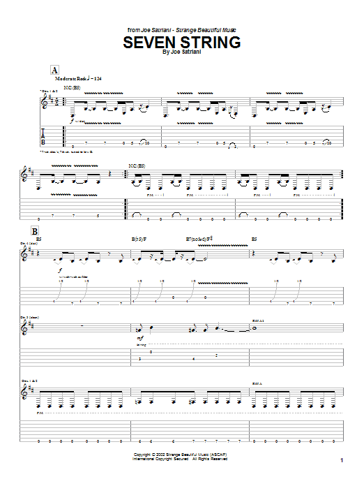 Learn to play Joe Satriani Seven String sheet music for Guitar Tab in minutes. Price: 7.8900$ Joe Satriani Seven String sheet music notes and chords arranged for Guitar Tab
