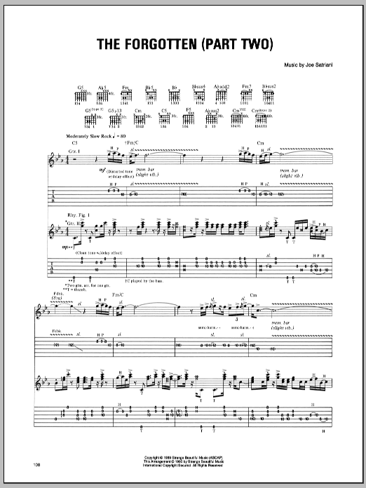 Joe Satriani The Forgotten (Part Two) sheet music notes and chords. Download Printable PDF.