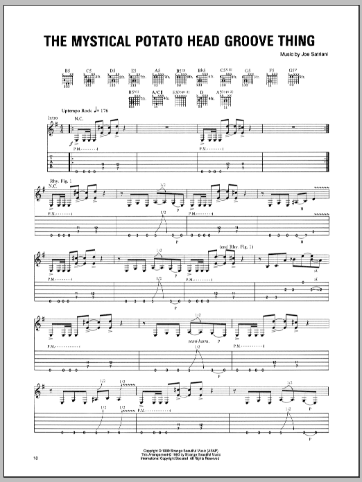 Joe Satriani The Mystical Potato Head Groove Thing sheet music notes and chords. Download Printable PDF.