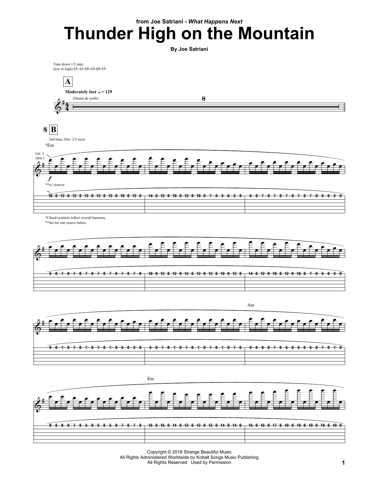 Learn to play Joe Satriani Thunder High On The Mountain sheet music for Guitar Tab in minutes. Price: 7.8900$ Joe Satriani Thunder High On The Mountain sheet music notes and chords arranged for Guitar Tab