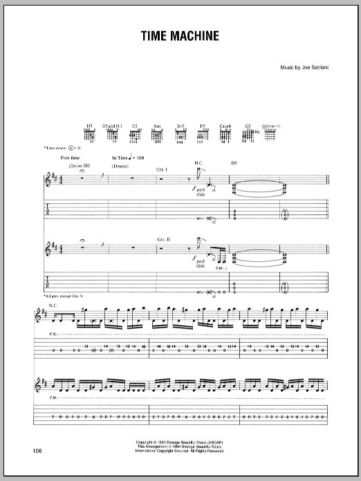 Joe Satriani Time Machine sheet music notes and chords. Download Printable PDF.