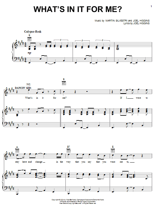 Learn to play Joel Higgins What's In It For Me? (from Johnny Guitar) sheet music for Piano, Vocal & Guitar Chords (Right-Hand Melody) in minutes. Price: 7.8900$ Joel Higgins What's In It For Me? (from Johnny Guitar) sheet music notes and chords arranged for Piano, Vocal & Guitar Chords (Right-Hand Melody)