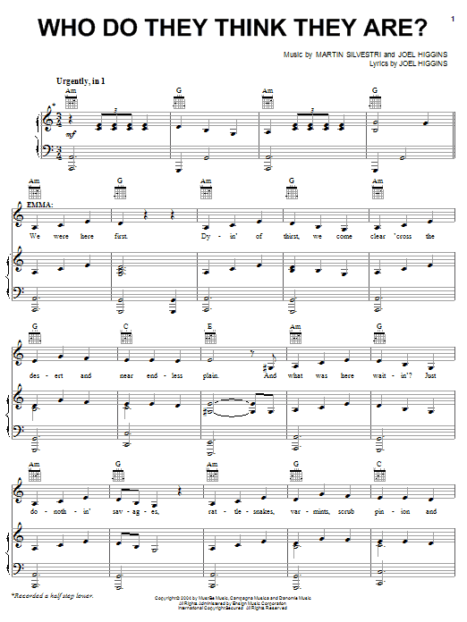 Learn to play Joel Higgins Who Do They Think They Are? (from Johnny Guitar) sheet music for Piano, Vocal & Guitar Chords (Right-Hand Melody) in minutes. Price: 7.8900$ Joel Higgins Who Do They Think They Are? (from Johnny Guitar) sheet music notes and chords arranged for Piano, Vocal & Guitar Chords (Right-Hand Melody)