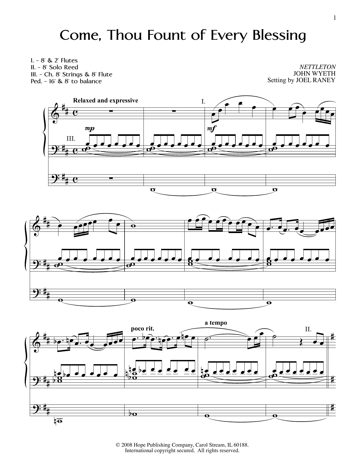 Joel Raney Come, Thou Fount Of Every Blessing sheet music notes and chords. Download Printable PDF.