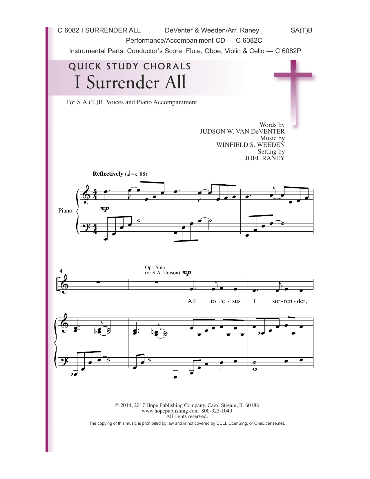 Joel Raney I Surrender All sheet music notes and chords. Download Printable PDF.