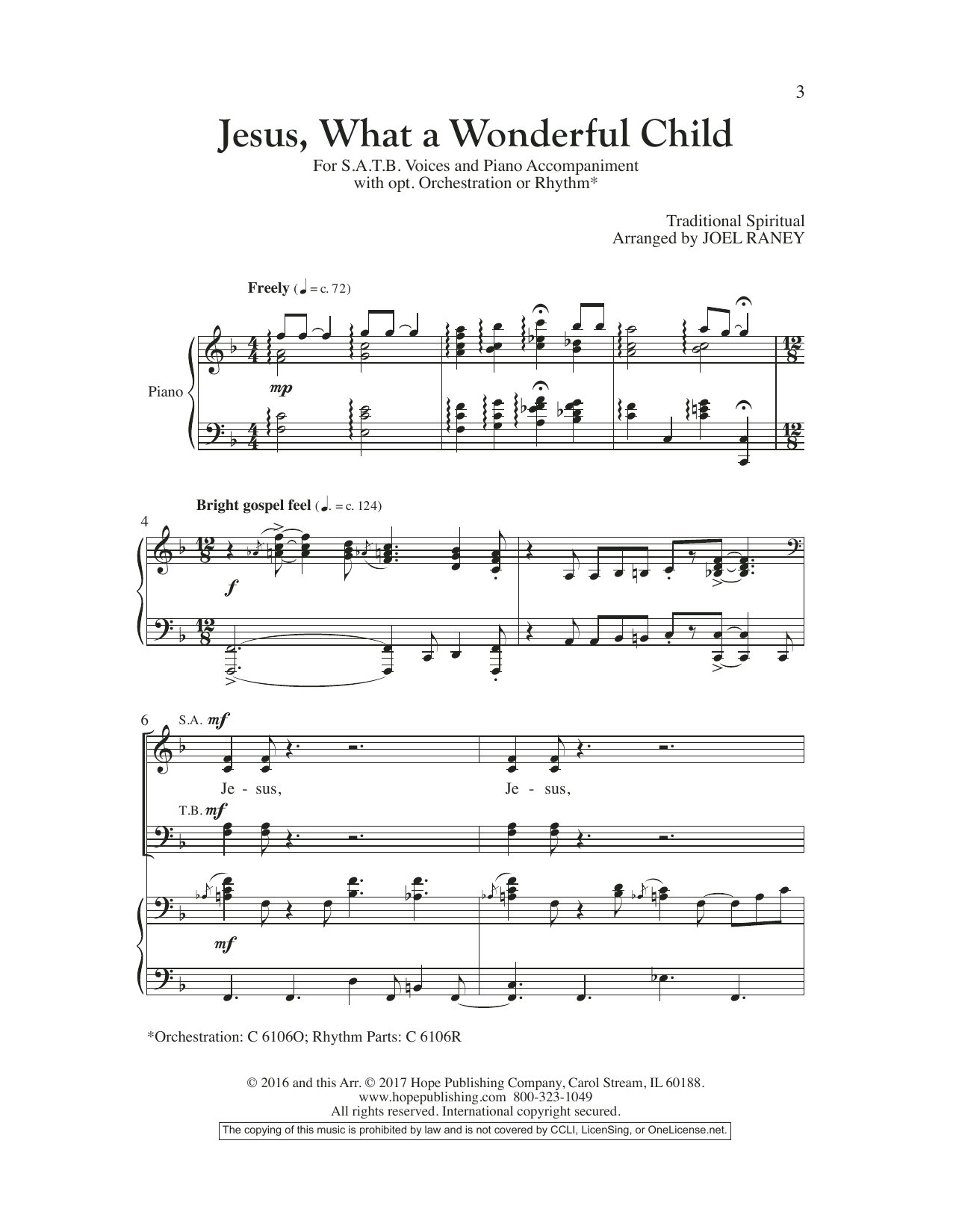 Joel Raney Jesus, What a Wonderful Child sheet music notes and chords. Download Printable PDF.