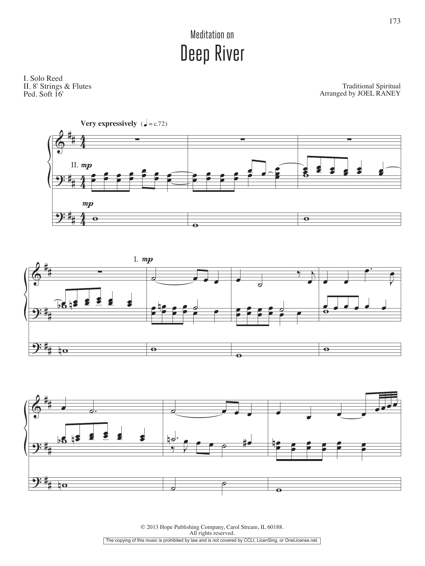 JOEL RAYNEY Deep River sheet music notes and chords. Download Printable PDF.