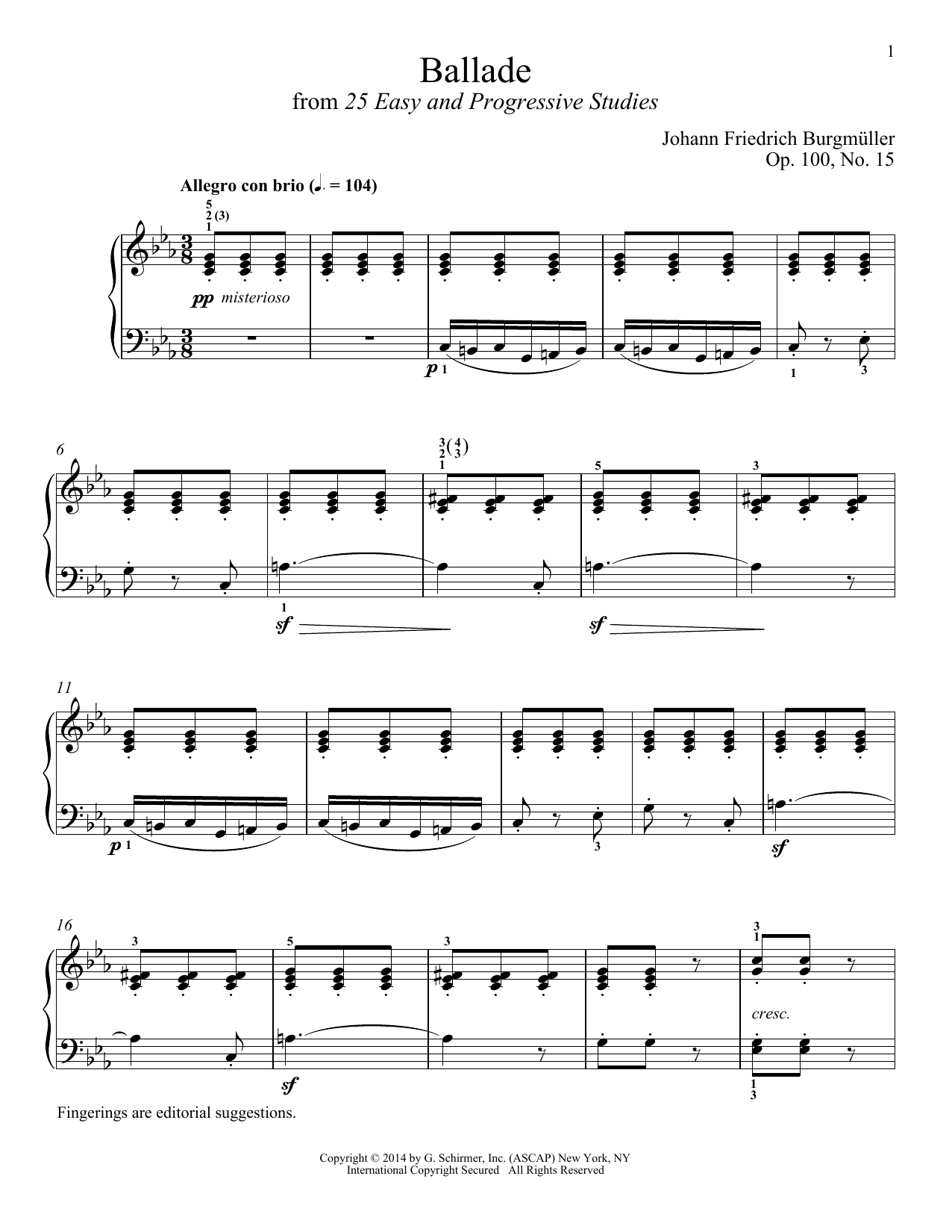Learn to play Friedrich Burgmuller Ballade, Op. 100, No. 15 sheet music for Piano Solo in minutes. Price: 7.8900$ Friedrich Burgmuller Ballade, Op. 100, No. 15 sheet music notes and chords arranged for Piano Solo
