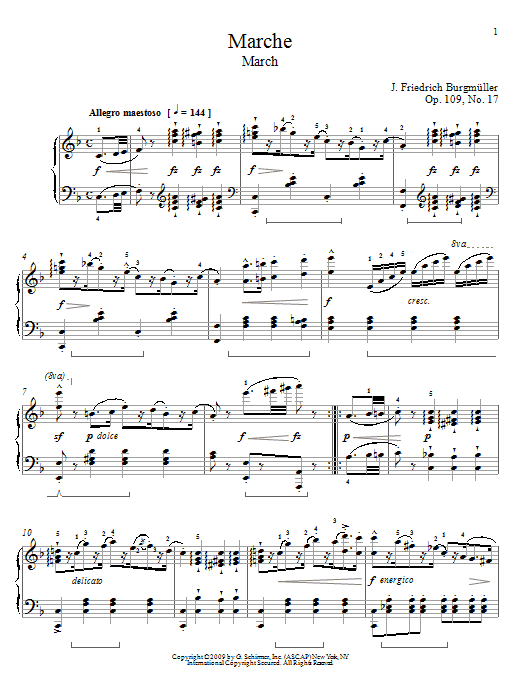 Learn to play Friedrich Burgmuller March sheet music for Piano Solo in minutes. Price: 7.8900$ Friedrich Burgmuller March sheet music notes and chords arranged for Piano Solo