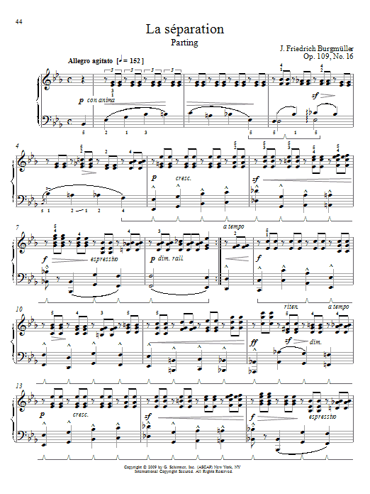 Learn to play Friedrich Burgmuller Parting sheet music for Piano Solo in minutes. Price: 7.8900$ Friedrich Burgmuller Parting sheet music notes and chords arranged for Piano Solo