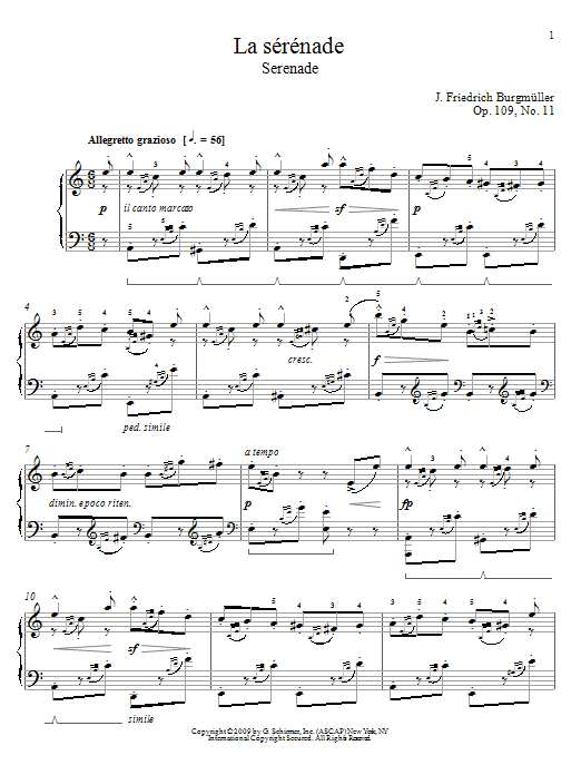 Learn to play Friedrich Burgmuller Serenade sheet music for Piano Solo in minutes. Price: 7.8900$ Friedrich Burgmuller Serenade sheet music notes and chords arranged for Piano Solo