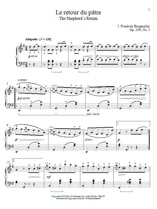 Learn to play Friedrich Burgmuller The Shepherd's Return sheet music for Piano Solo in minutes. Price: 7.8900$ Friedrich Burgmuller The Shepherd's Return sheet music notes and chords arranged for Piano Solo