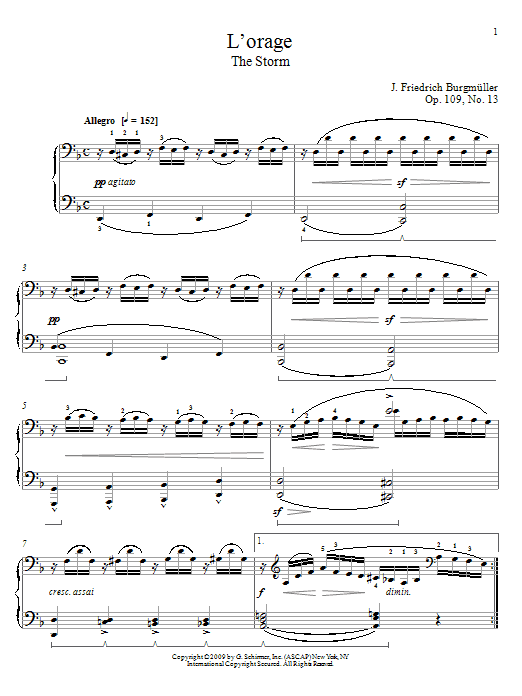 Friedrich Burgmuller The Storm sheet music notes and chords. Download Printable PDF.