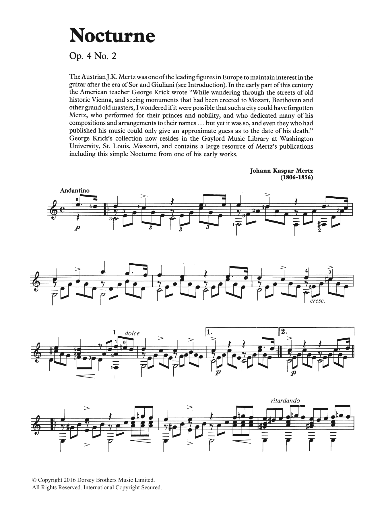 Johann Kaspar Mertz Nocturne sheet music notes and chords. Download Printable PDF.