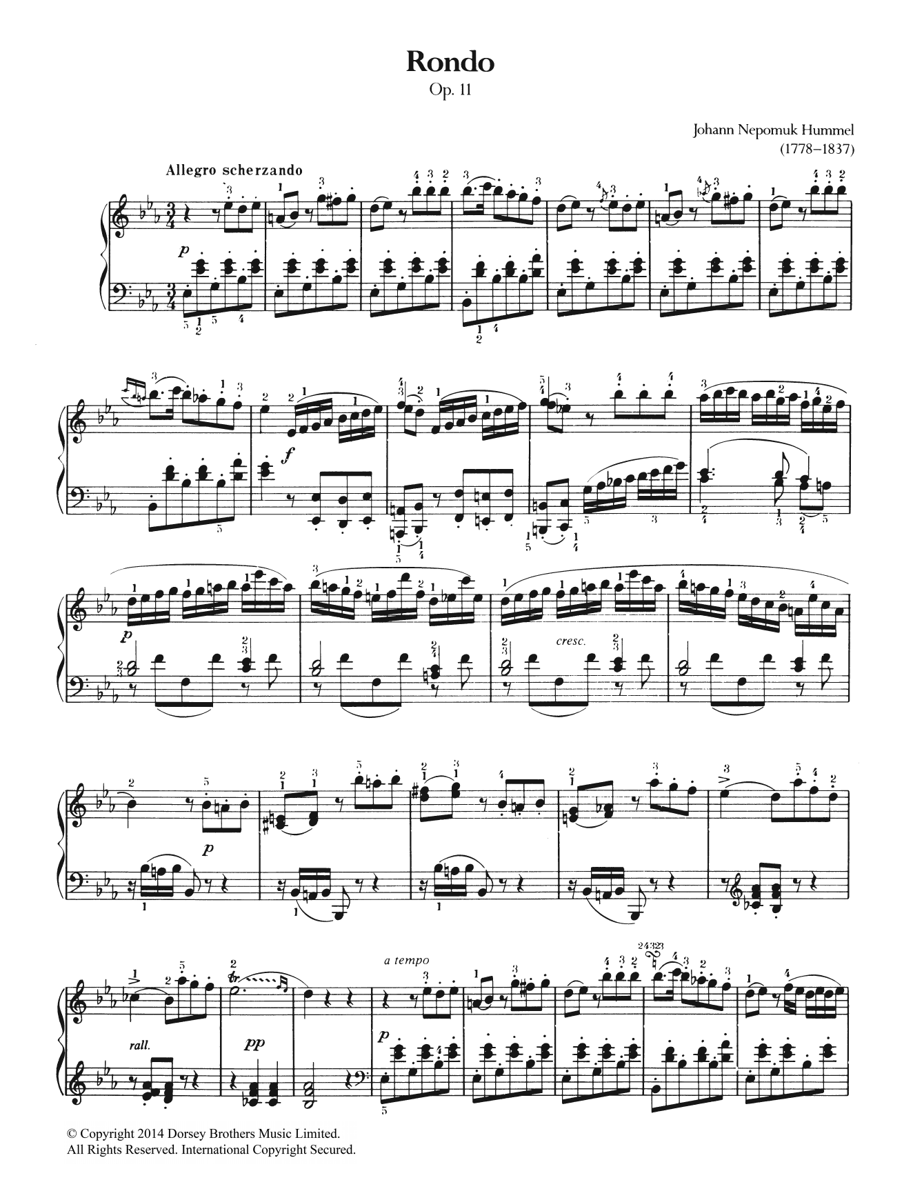 Learn to play Johann Nepomuk Hummel Rondo, Op.11 sheet music for Piano Solo in minutes. Price: 7.8900$ Johann Nepomuk Hummel Rondo, Op.11 sheet music notes and chords arranged for Piano Solo