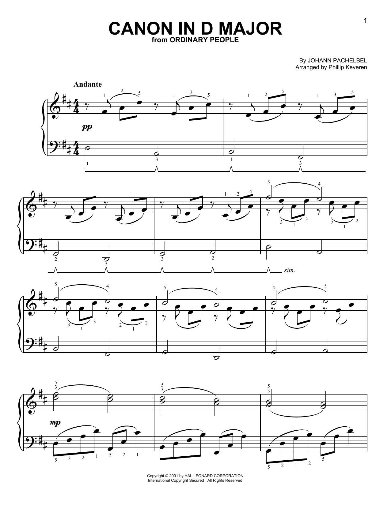 Johann Pachelbel Canon In D sheet music notes and chords. Download Printable PDF.