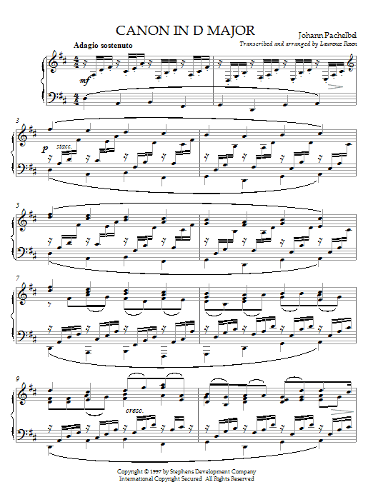 Johann Pachelbel Canon in D sheet music notes and chords arranged for Clarinet Solo