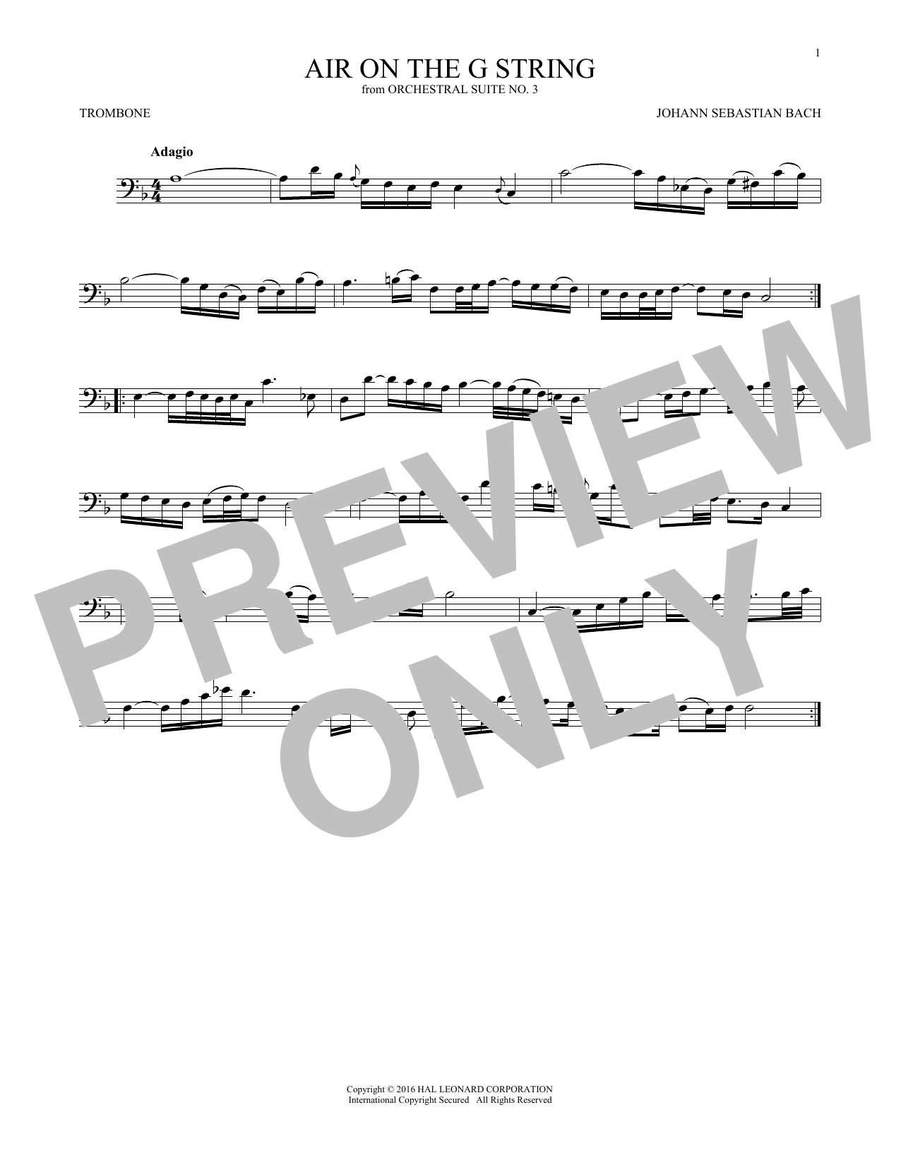 Johann Sebastian Bach Air (Air On The G String) sheet music notes and chords arranged for Flute Solo