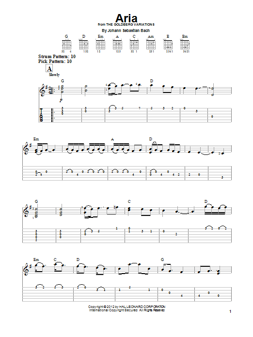 Johann Sebastian Bach Aria sheet music notes and chords. Download Printable PDF.